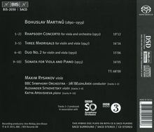 Bohuslav Martinu (1890-1959): Rhapsodie-Konzert für Viola &amp; Orchester, Super Audio CD