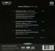 Anders Eliasson (1947-2013): Symphonien Nr.3 (für Saxophon &amp; Orchester) &amp; Nr.4, Super Audio CD