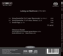 Titel und Komponist: Ludwig van Beethoven (1770–1827). Gelistete Werke: String Quartets Nr. 9, 11, Grosse Fuge.