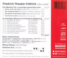 Friedrich Theodor Fröhlich (1803-1836): Miserere für 12 Stimmen &amp; Klavier, CD