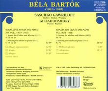 Bela Bartok (1881-1945): Sonaten für Violine &amp; Klavier Nr.1 &amp; 2, CD
