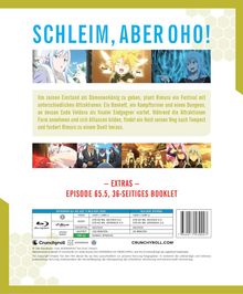 „SCHLEIM, ABER OHO! Um seinen Einstand als Dämonenkönig zu geben, plant Rimuru ein Festival. EXTRAS – EPISODE 65.5, 36-SEITIGES BOOKLET.“