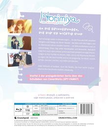 Texte: "Horimiya the missing pieces", "An die Erinnerungen, die dir so wichtig sind", "Extras: Booklet, 3 Artcards". Drei Anime-Bilder.