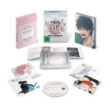 "Blue Exorcist: Beyond the Snow Saga", ab 12 Jahren. Box, Buch, Booklet, Disc und Illustrationen von Anime-Charakteren.