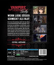 "Vampire Knight Guilty" mit dem Text: "Wenn Liebe süßer schmeckt als Blut." Vier Anime-Bildszenen, technische Details unten.