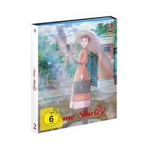 „Anne Shirley“, „FSK ab 6 freigegeben“. Illustration: Frau mit Regenschirm und Koffer vor einem Gebäude.