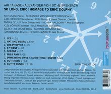 Aki Takase &amp; Alexander Von Schlippenbach: So Long, Eric! Homage To Eric Dolphy: Live 2014, CD