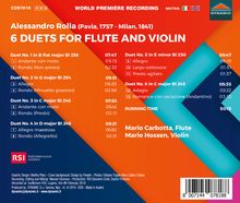 Alessandro Rolla (1757-1841): Duette für Flöte &amp; Violine Nr.1-6 (BI 256, 254, 246, 248, 250, 245), CD