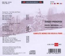 Serge Prokofieff (1891-1953): Sonaten für Violine &amp; Klavier Nr.1 &amp; 2, CD