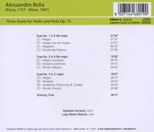 Alessandro Rolla (1757-1841): Duette op.15 Nr.1-3 für Violine &amp; Viola, CD