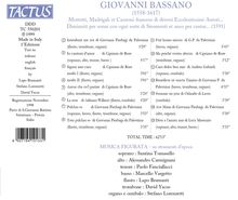 Giovanni Bassano (1557-1617): Motetti,Madrigali e Canzoni francese, CD