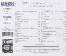 Giovanni Battista Bononcini (1670-1747): Divertimenti Nr.1-8 für Kammerorchester, CD