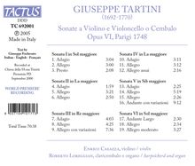 Giuseppe Tartini (1692-1770): Sonaten f.Violine &amp; Bc op.6 Nr.1-6, CD