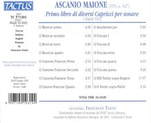 Ascanio Maione (1570-1627): Primo libro di diversi Capricci per sonare, CD