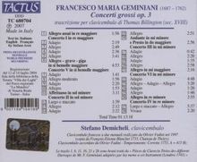 Francesco Geminiani (1687-1762): Concerti grossi op.3 Nr.1-6 für Cembalo, CD