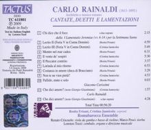 Carlo Rainaldi (1611-1691): Kantaten, Duette &amp; Lamentationes Vol.1, CD