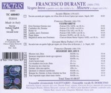 Francesco Durante (1684-1755): Vespro Breve, CD