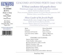 Giacomo Antonio Perti (1661-1756): Il Mose conduttor del popolo ebreto (Oratorium), CD