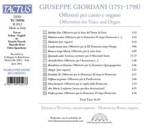 Giuseppe Giordani (1751-1798): Offertorien für Gesang &amp; Orgel, CD