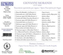 Giovanni Morandi (1777-1856): Transkriptionen aus Opern für Orgel, CD