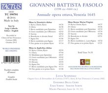 Giovanni Battista Fasolo (1598-1664): Messen, CD