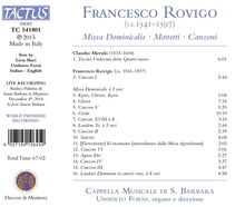 Francesco Rovigo (1541-1597): Missa Dominicalis a 5 voci, CD