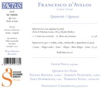 Francesco d'Avalos (1930-2014): Quintette, CD
