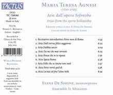 Maria Teresa Agnesi Pinottini (1720-1795): Arie dall'Opera "Sofonisba", CD