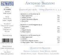 Antonio Joseph Bazzini (1818-1897): Streichquartette Nr.2,4,5, CD