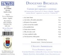 Diogenio Bigaglia (1676-1745): Kantaten für Sopran &amp; Bc, CD