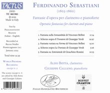 Ferdinando Sebastiani (1803-1860): Opern-Fantasien für Klarinette &amp; Klavier, CD