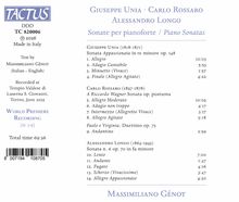Tactus-Logo oben links; Komponisten: Giuseppe Unia, Carlo Rossaro, Alessandro Longo; "Sonate per pianoforte."