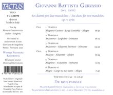 Giovanni Battista Gervasio (1725-1827): Duette für 2 Mandolinen op.5 Nr.1-6 (1786), 2 CDs