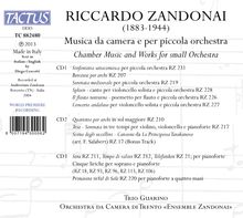 Riccardo Zandonai (1883-1944): Kammermusik &amp; Werke für kleines Orchester, 3 CDs