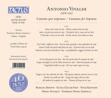 "Tactus" Logo, Titel "Antonio Vivaldi (1678-1741)", "Cantate per soprano / Cantatas for Soprano", 4 CDs, 243:51 Minuten.