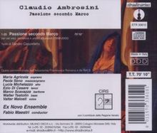 Claudio Ambrosini (geb. 1948): Markus-Passion, CD