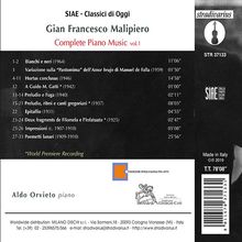 Gian Francesco Malipiero (1882-1974): Sämtliche Klavierwerke Vol.1, CD
