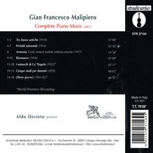 Gian Francesco Malipiero (1882-1974): Sämtliche Klavierwerke Vol.2, CD