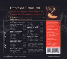 Francesco Geminiani (1687-1762): Sonaten für Cello &amp; Bc op.5 Nr.1-6, CD