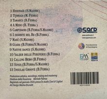 Liste von Musikstücken mit Titeln und Künstlern. Enthält Logos von Sard Music, Fondazione di Sardegna, EGEA Music, Insulae Lab.