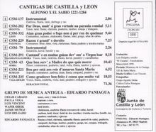 Alfonso el Sabio (1223-1284): Cantigas de Castilla y Leon, CD