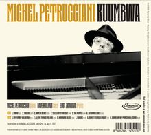 „Michel Petrucciani Kuumbwa“ oben; Musiktitel und Künstler unten; Schwarz-Weiß-Foto eines Mannes mit Hut am Klavier.