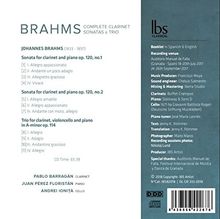 Johannes Brahms (1833-1897): Sonaten für Klarinette &amp; Klavier op.120 Nr.1 &amp; 2, CD