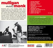 Gerry Mulligan &amp; Thelonious Monk: Mulligan Meets Monk (+1 Bonus Track), CD