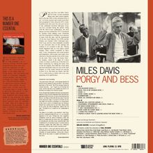 Titel: MILES DAVIS PORGY AND BESS.  
Tracks: 13 insgesamt auf zwei Seiten.  
Künstler: Miles Davis und Gil Evans.

Beschreibung: Schwarzweiß-Foto von zwei Personen. Textblöcke und Grafiken ergänzen das Design.