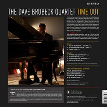 THE DAVE BRUBECK QUARTET TIME OUT. Titel wie "TAKE FIVE". Bild zeigt Musiker am Klavier. Auflistung von Songs auf Vinyl.