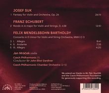 JOSEF SUK: Fantasy for Violin and Orchestra, Op. 24 (26:14). FRANZ SCHUBERT: Rondo (12:51). FELIX MENDELSSOHN BARTHOLDY.