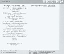 Benjamin Britten (1913-1976): Suite für Cello solo Nr.1 op.72, CD