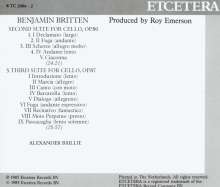 Benjamin Britten (1913-1976): Suiten für Cello solo Nr.2 &amp; 3 (opp.80 &amp; 87), CD