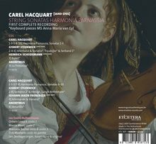 "Carel Hacquart: String Sonatas Harmonia Parnassia" und weitere Werk- und Künstlernamen. Untergrund: Gemälde einer Person.
